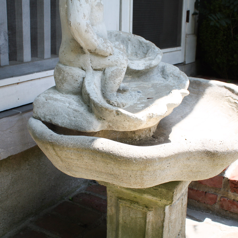 Cast Concrete Cherub Fountain Birdbath EBTH