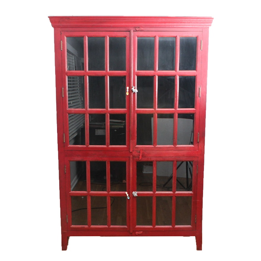 Rojo Red Tall Cabinet By Crate Barrel Ebth