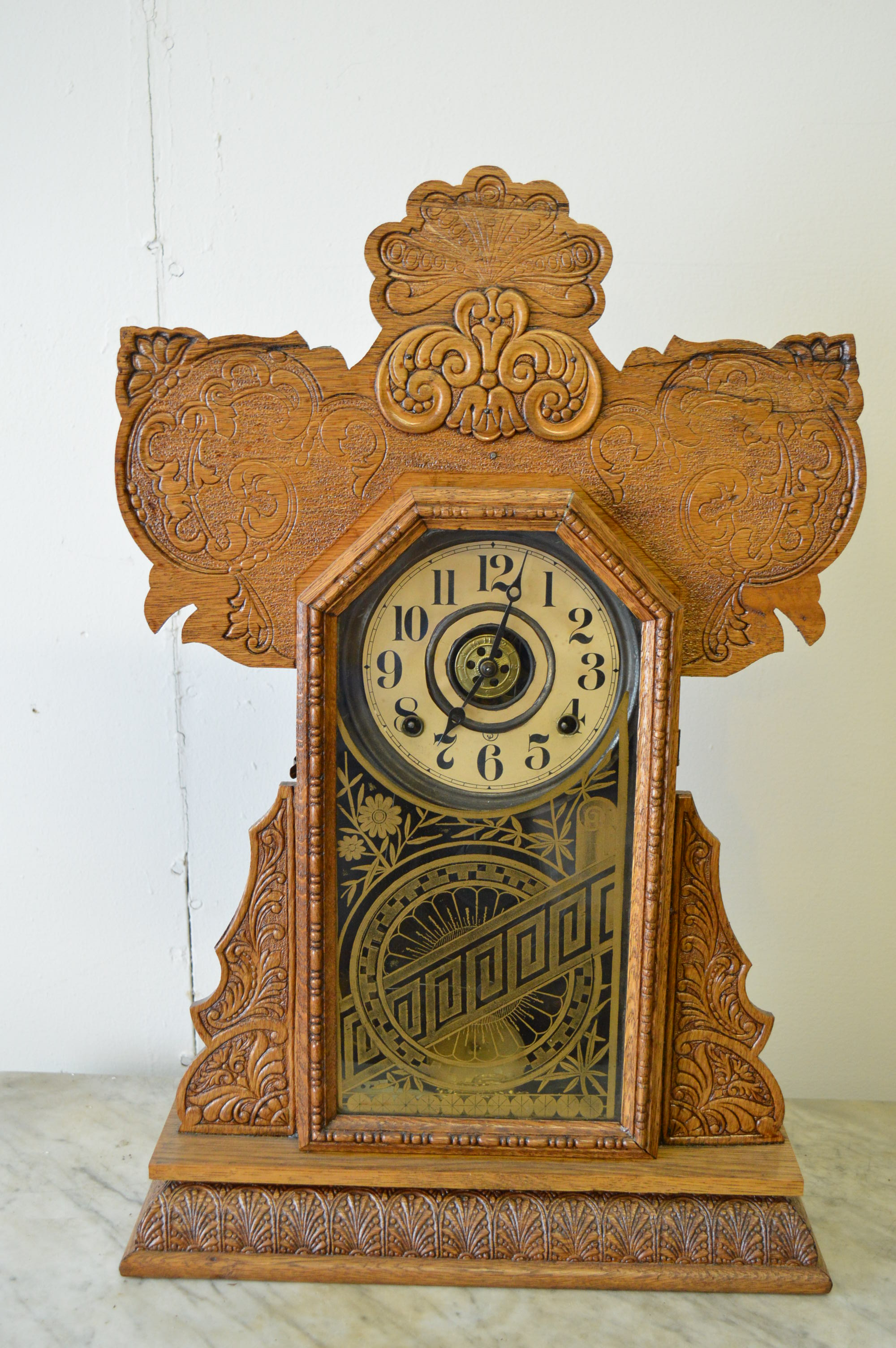 Antique Gingerbread Mantel Clock With Alarm EBTH