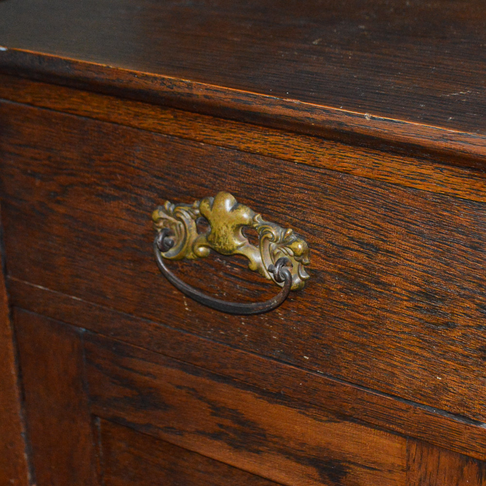 Vintage Oak Gentleman's Chest with Mirror and Hatbox EBTH
