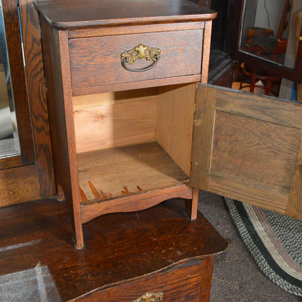 Vintage Oak Gentleman's Chest with Mirror and Hatbox EBTH