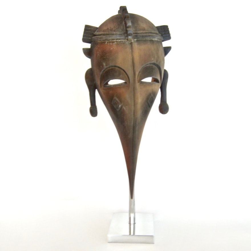 Mask Display Stand Carved Wooden Tribal Mask with Museum Display Stand EBTH 83 Mask Display Stand Carved Wooden Tribal Mask with Museum Display Stand EBTH 83