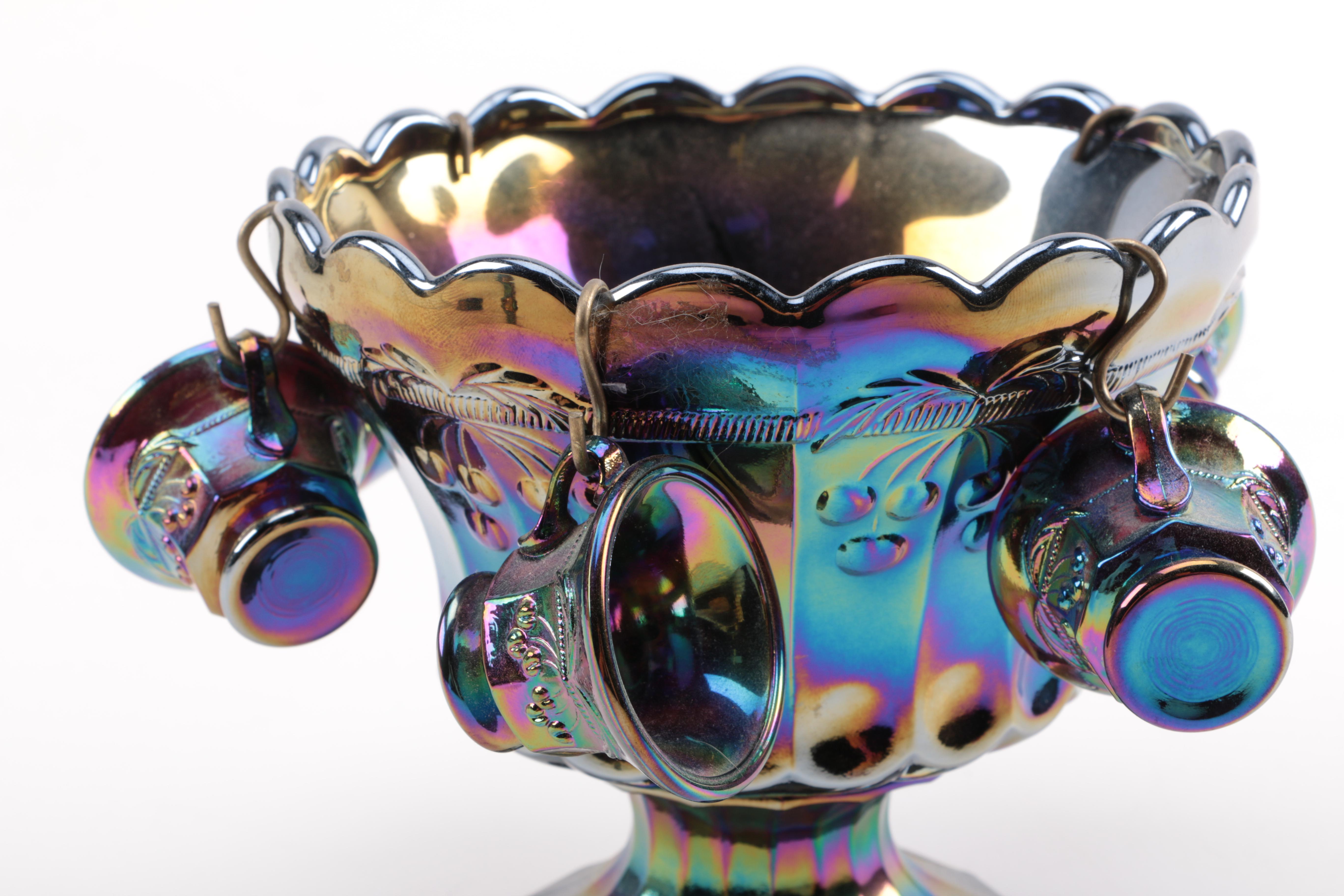 Carnival Glass Goblet and Miniature Punch Bowl Set EBTH