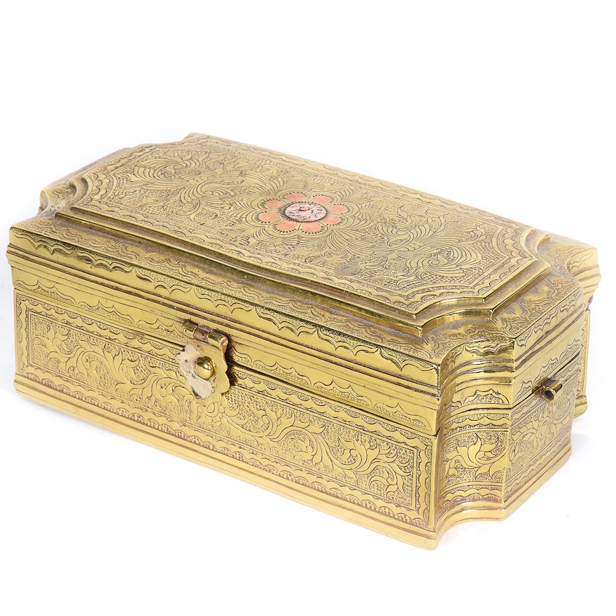 Antique Brass and Cooper Trinket Box