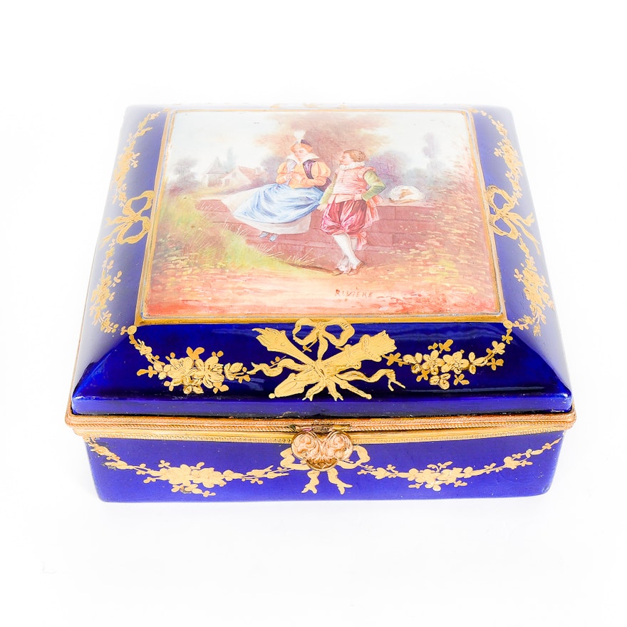 Antique Sevres Porcelain Trinket Box
