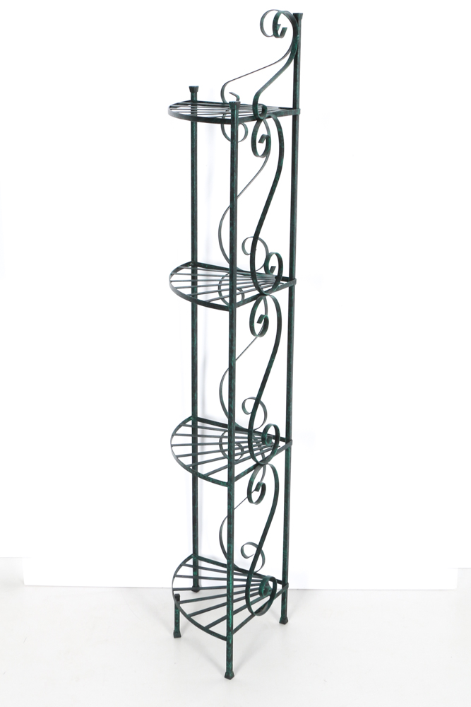 Green Scrolled Metal Corner Étagère EBTH