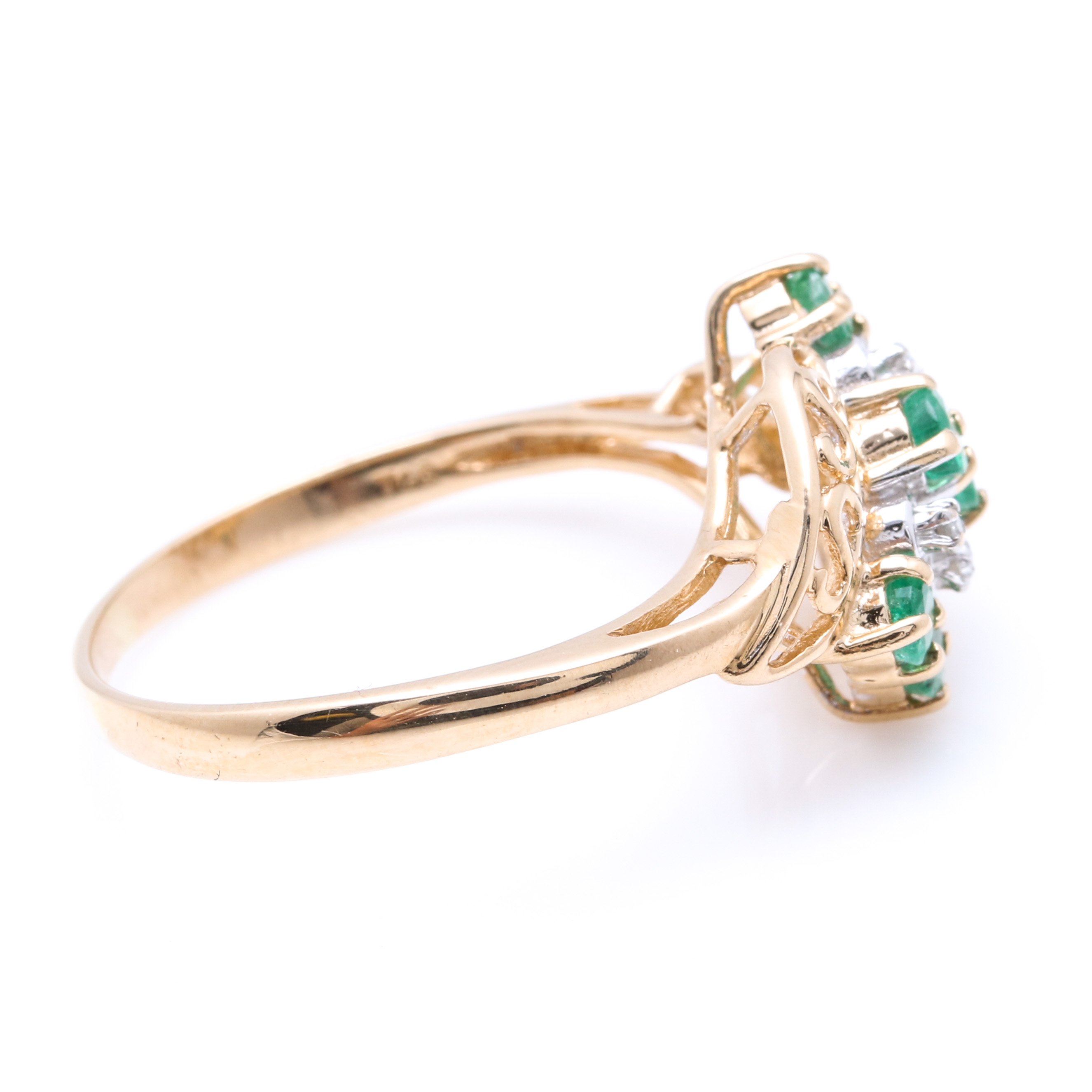 14K Yellow Gold Emerald and Diamond Ring | EBTH