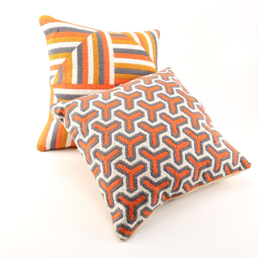 Jonathan Adler Orange, White, and Black Throw Pillows : EBTH
