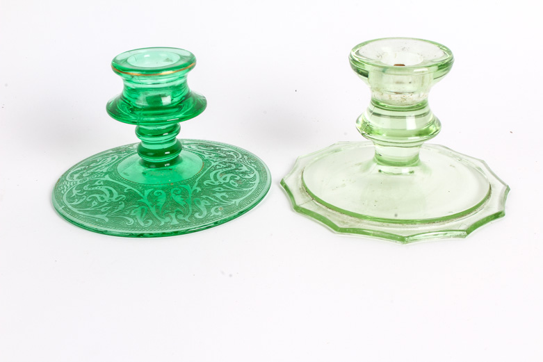 Assorted Depression Glass Candle Holders EBTH