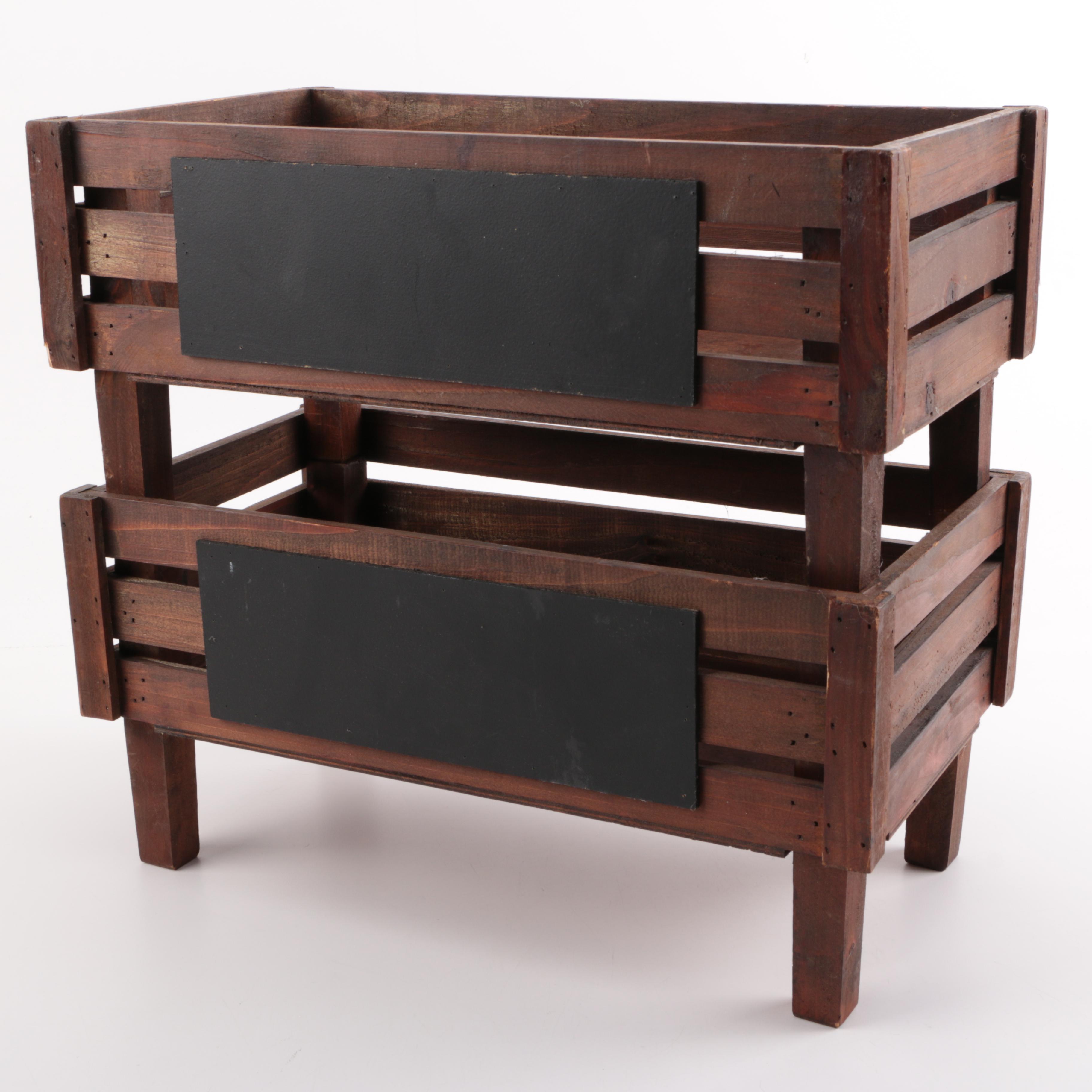 Two Stacking Brown Wood Shelf Stands EBTH