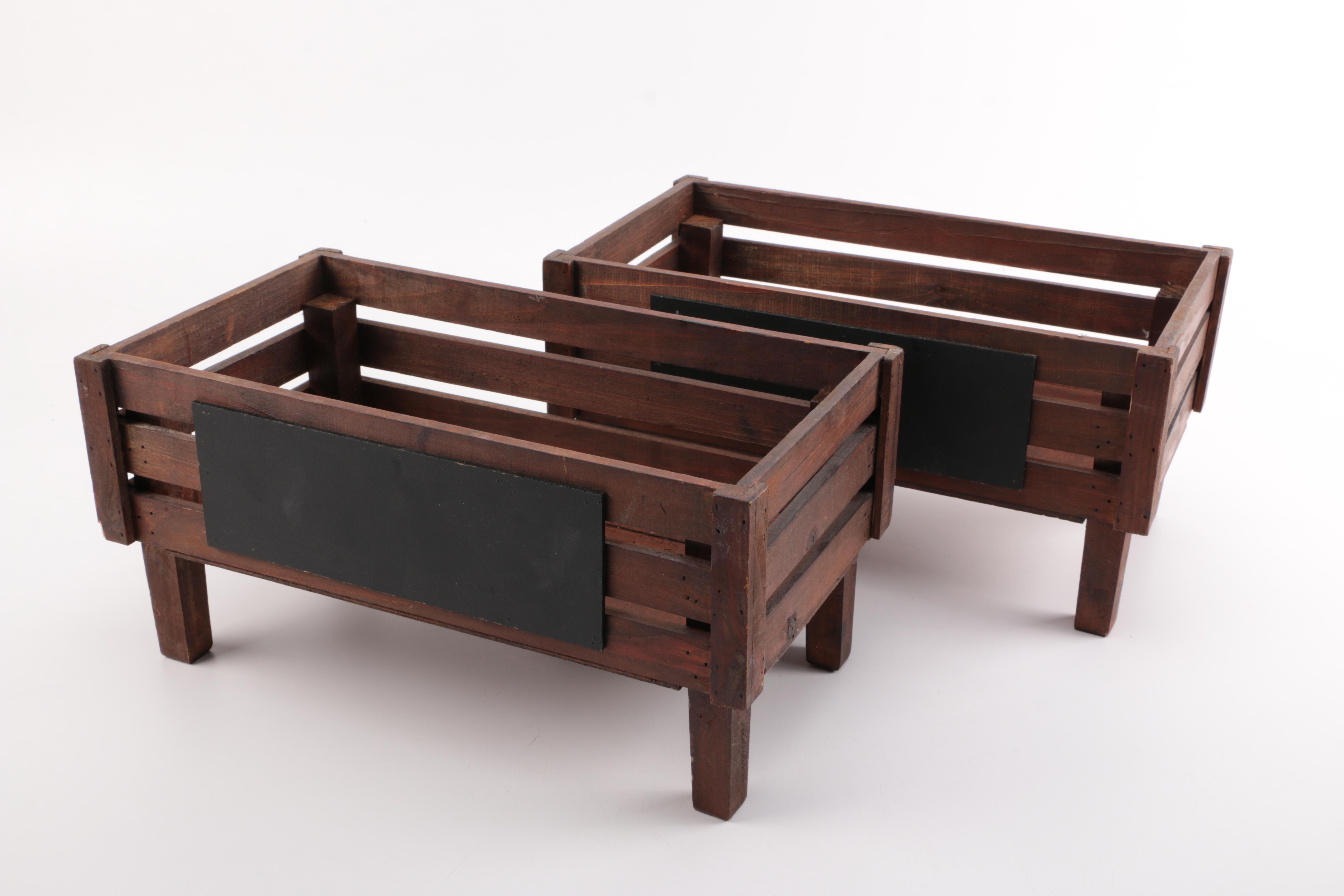 Two Stacking Brown Wood Shelf Stands EBTH