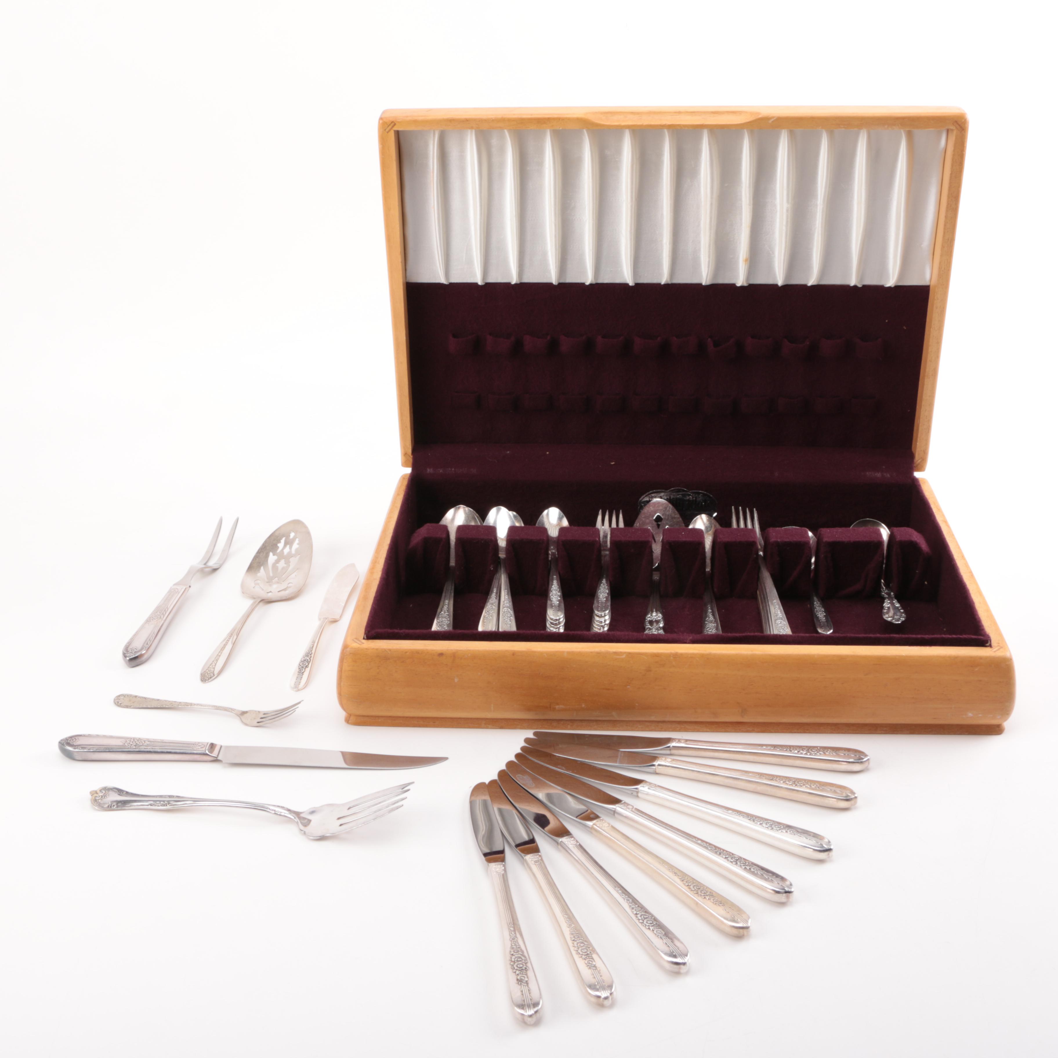 Nobility "Royal Rose" Silver Plate Flatware Set EBTH