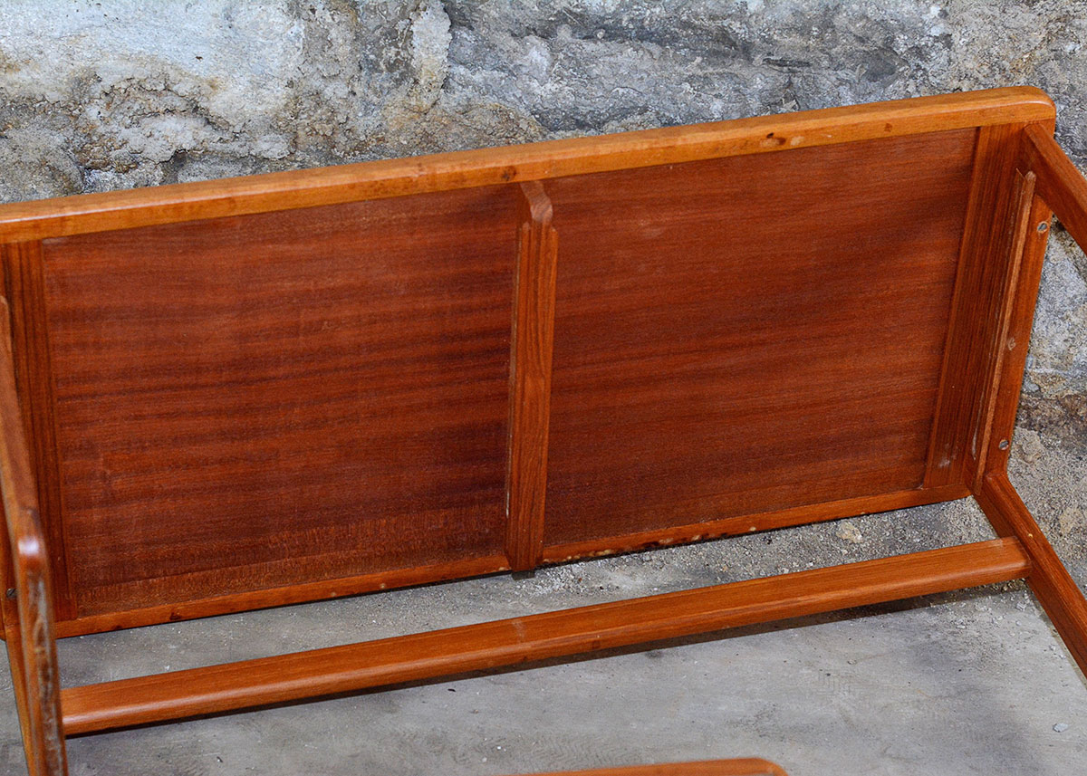Danish Modern Teak Tile Top Table with Nesting Stools EBTH