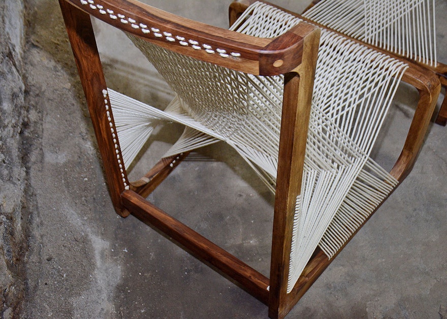 Danish Modern Style String Chair with Footrest | EBTH