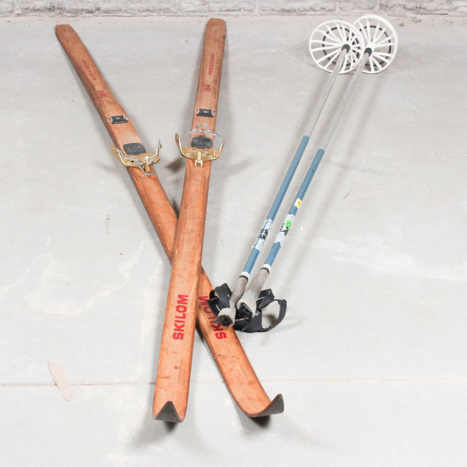 Vintage Norwegian Made Skilom Skis with Exel Ski Poles EBTH