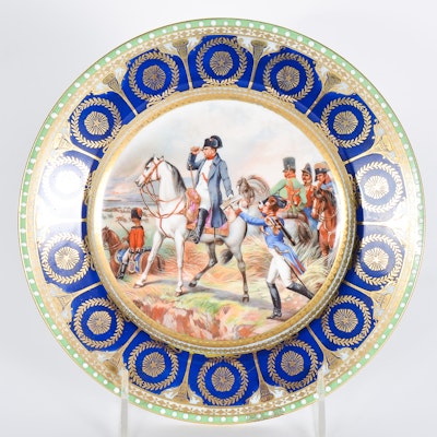 Porcelain Napoleon "Bataille de Wagram" Cabinet Plate Porcelain Napoleon "Bataille de Wagram" Cabinet Plate