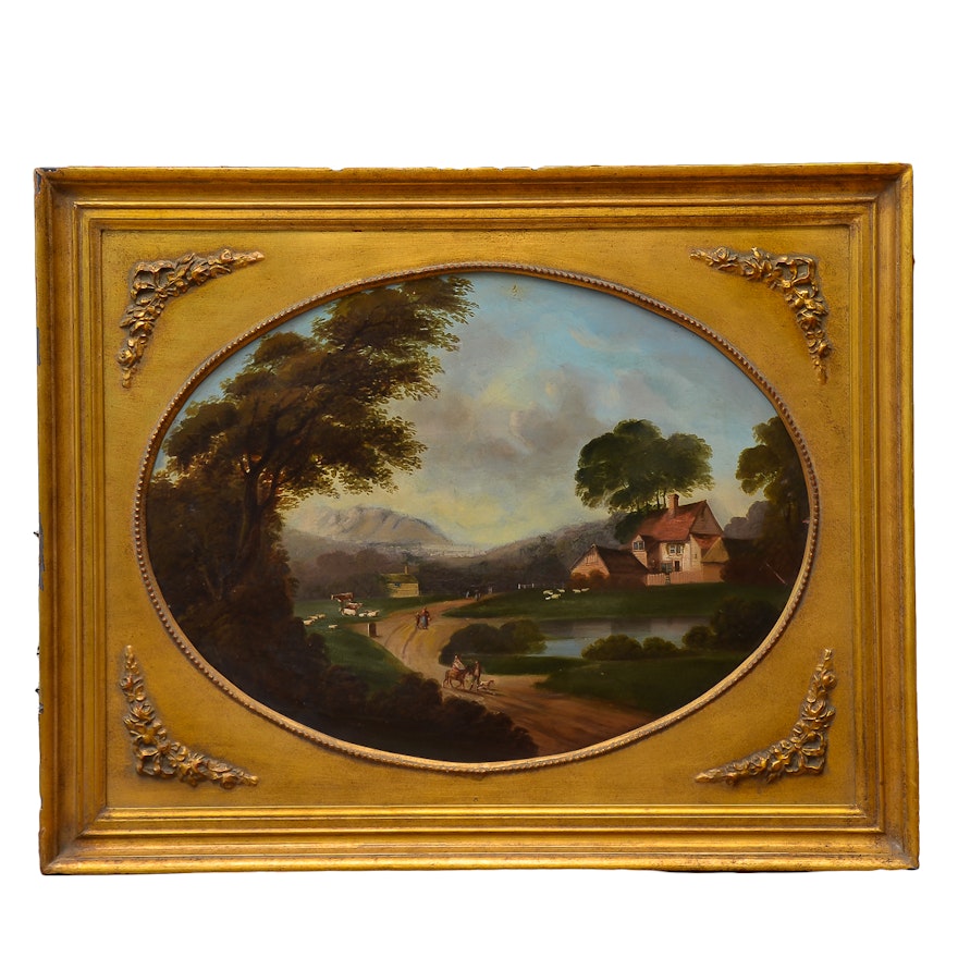 Antique Oil Painting on Metal