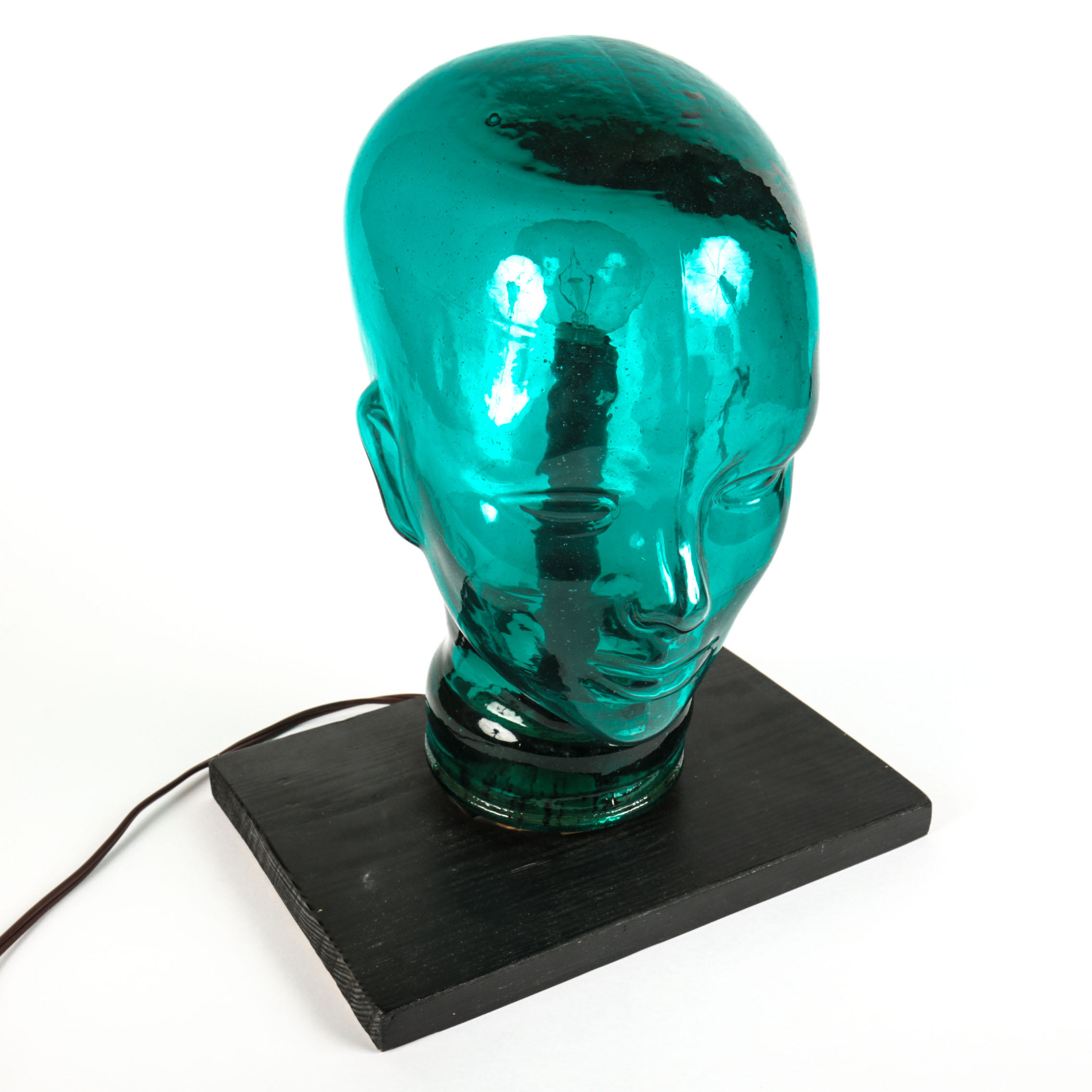 Blue Glass Mannequin Head Lamp EBTH