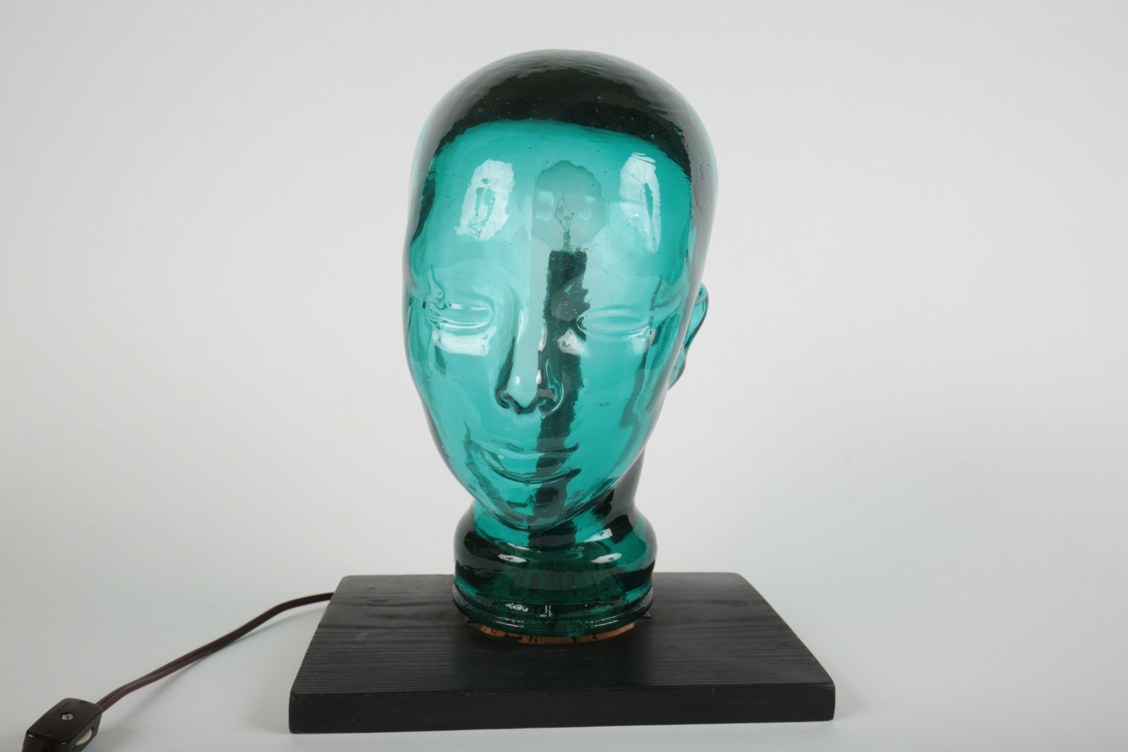 Blue Glass Mannequin Head Lamp EBTH