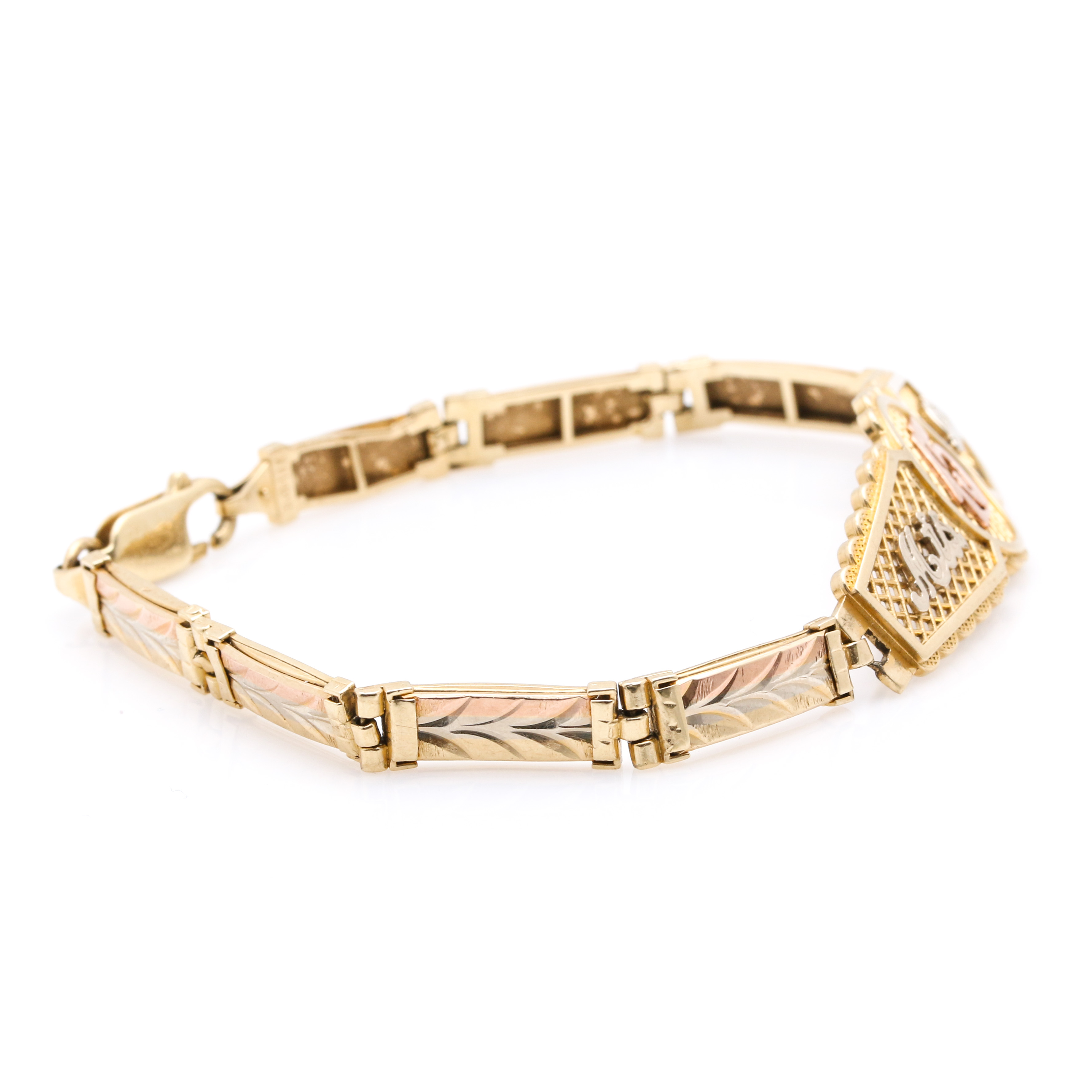 14K Tricolor Gold Quinceañera Bracelet EBTH