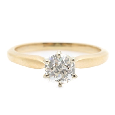 14K Yellow Gold Solitaire Diamond Ring