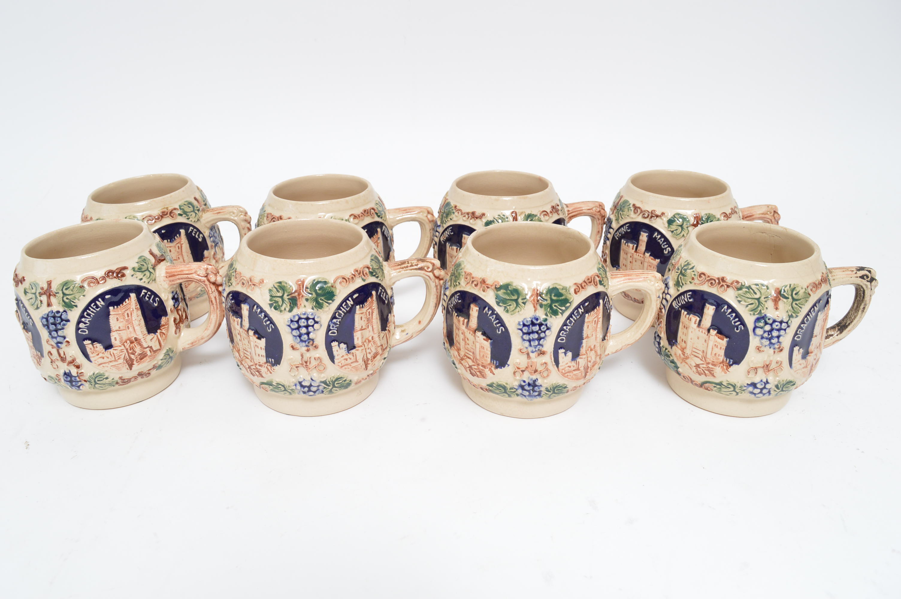 Vintage German Gerz Punch Bowl with Eight Cups EBTH