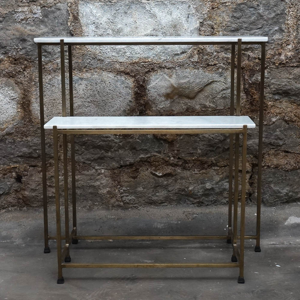 Two Tier Marble Top Display Side Table EBTH