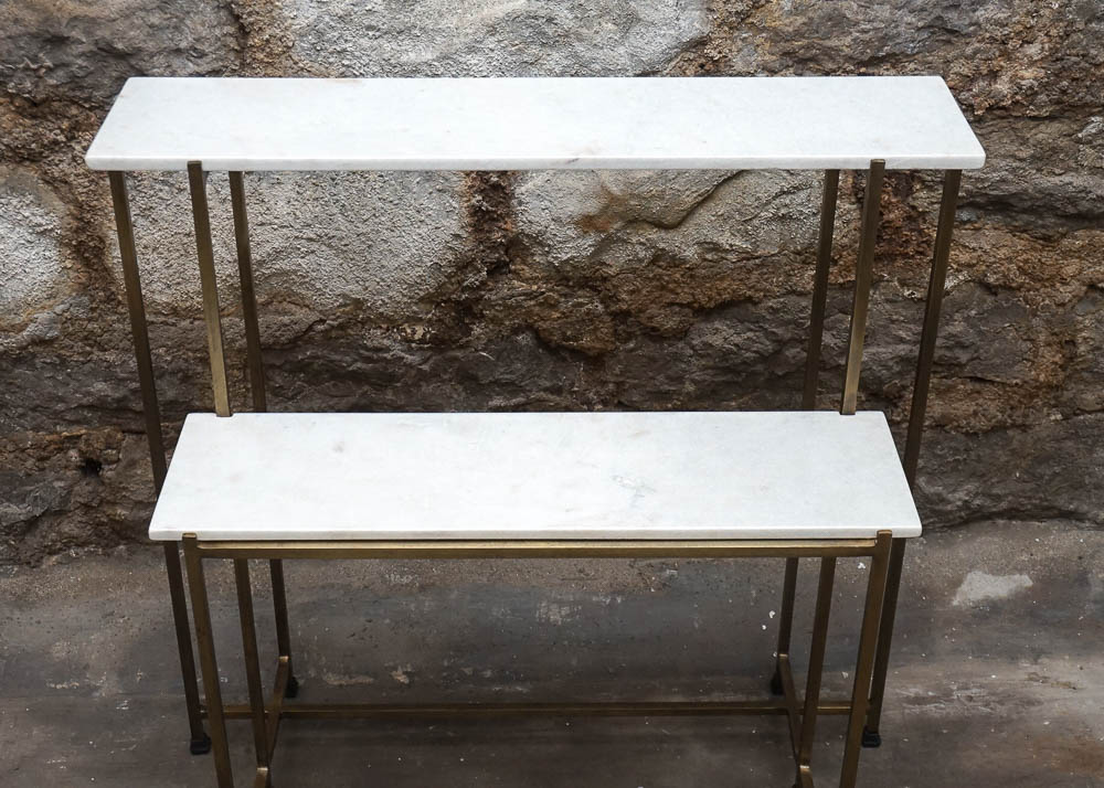 Two Tier Marble Top Display Side Table EBTH