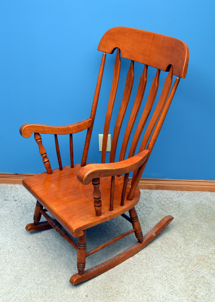 Wood Rocking Chair and Pillows EBTH