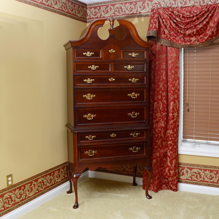 Cherry Highboy Dresser By Bassett Furniture Ebth