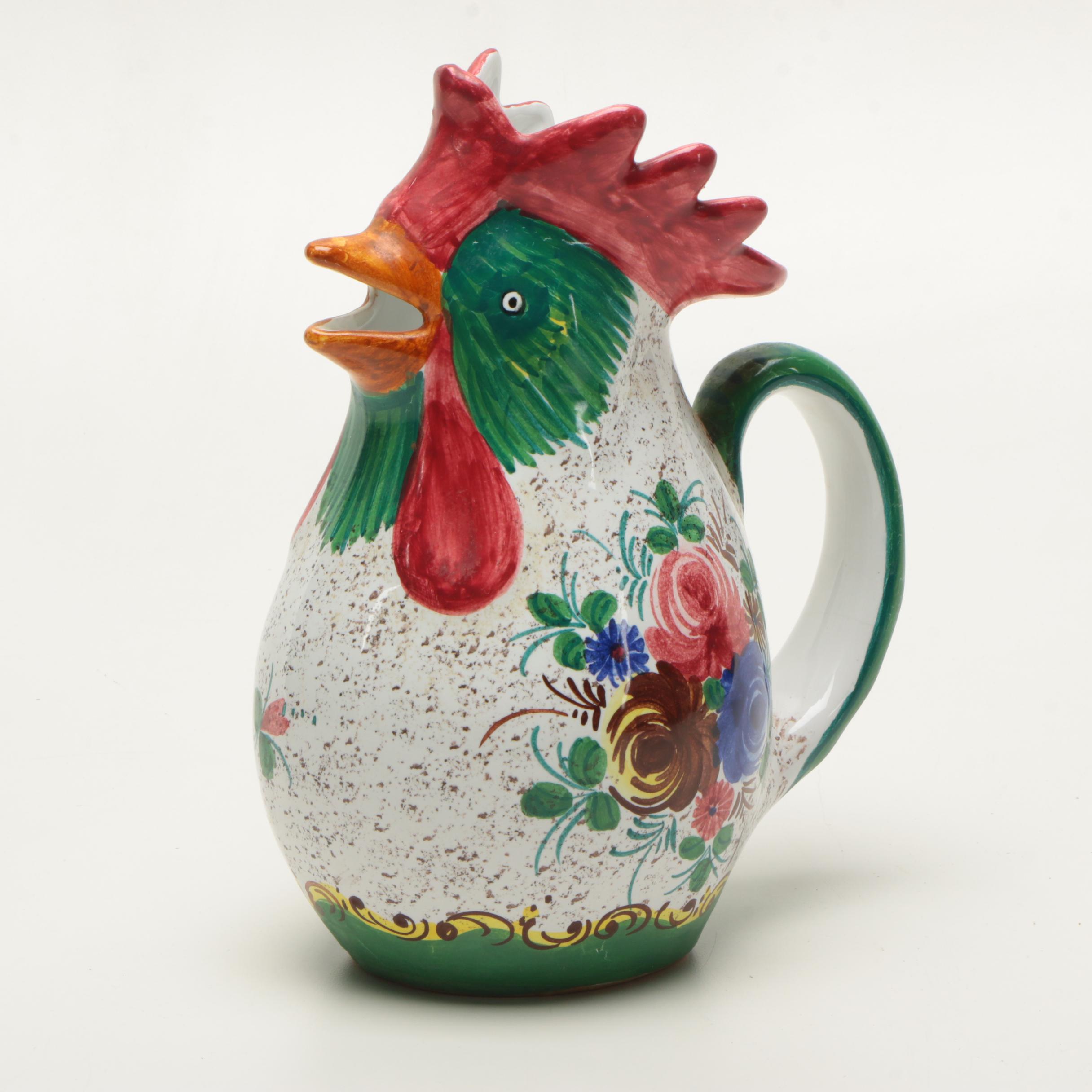 Deruta Italian Ceramic Rooster Pitcher | EBTH