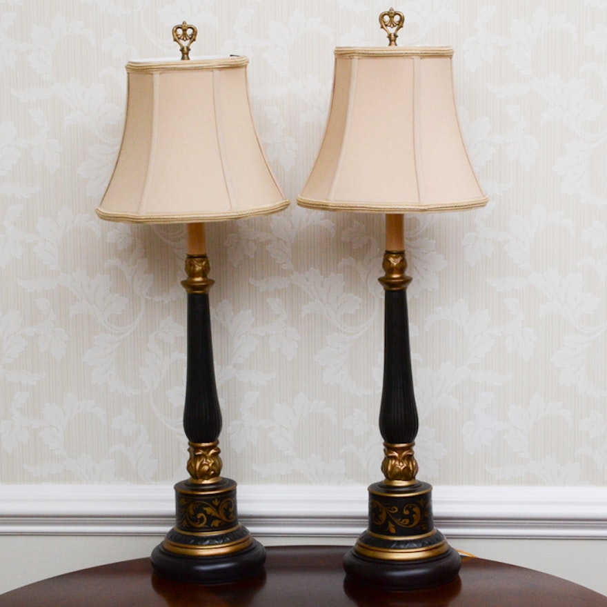 Black and Gold Bradburn Gallery Table Lamp Pair | EBTH Black and Gold Bradburn Gallery Table Lamp Pair | EBTH