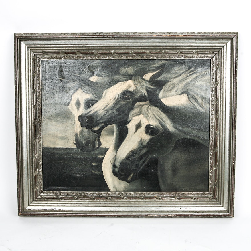 Original Oil Painting Titled Three White Horses Ebth