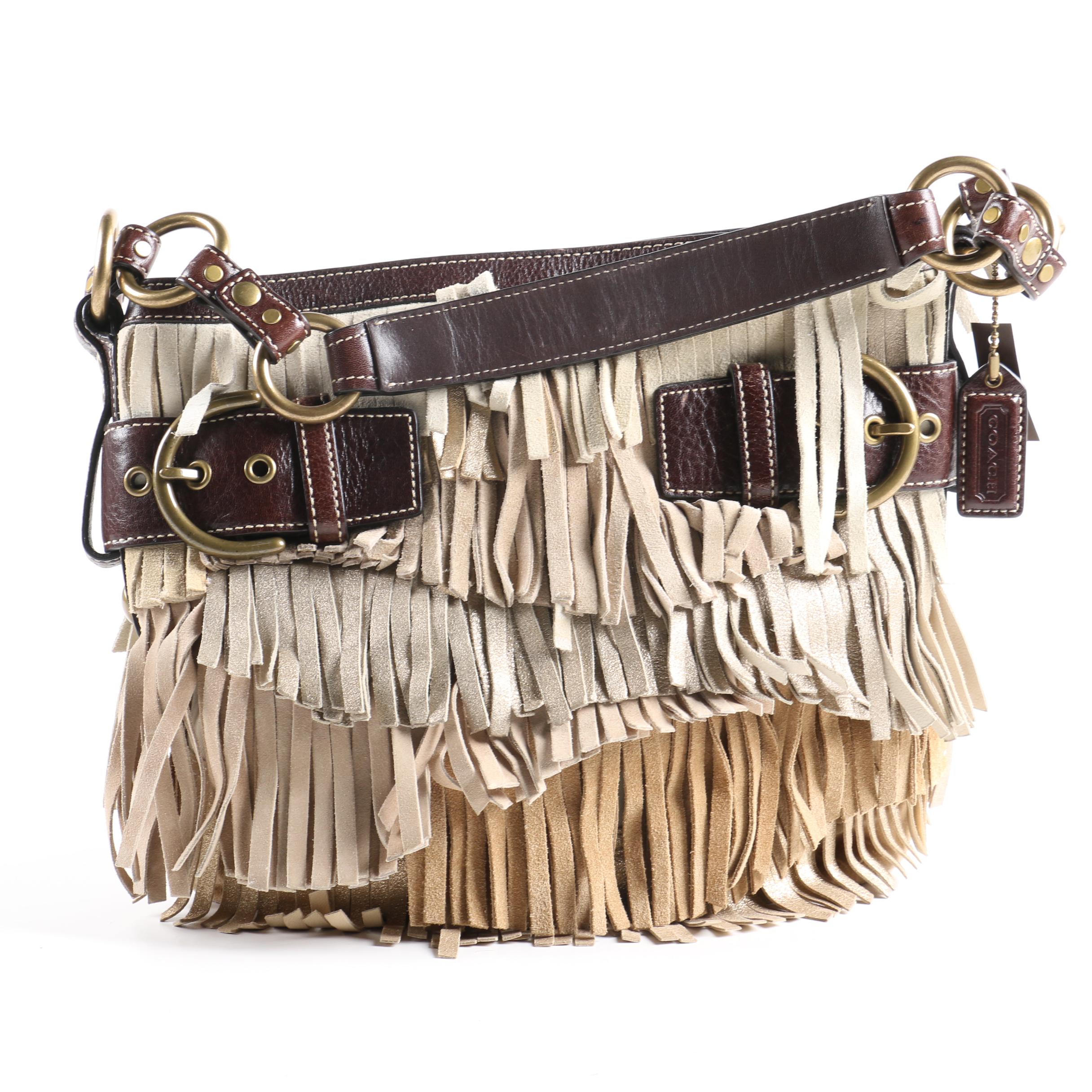 Coach Suede Fringe Tote Handbag EBTH
