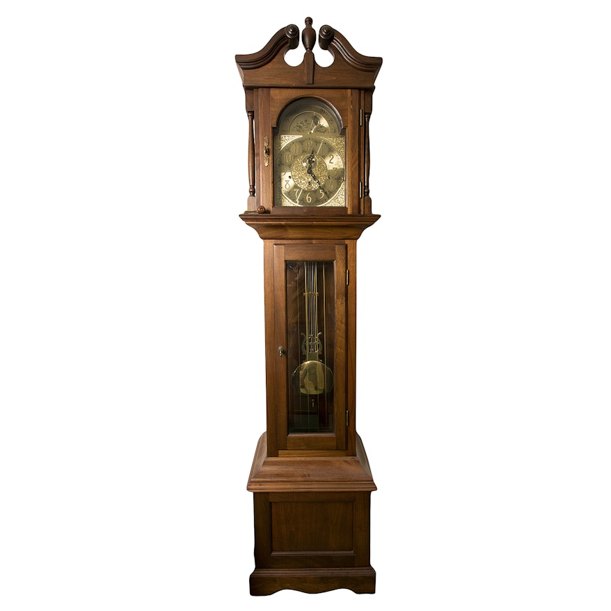 Vintage Viking Moon Phase Grandfather Clock Ebth Vintage Viking Moon Phase Grandfather Clock