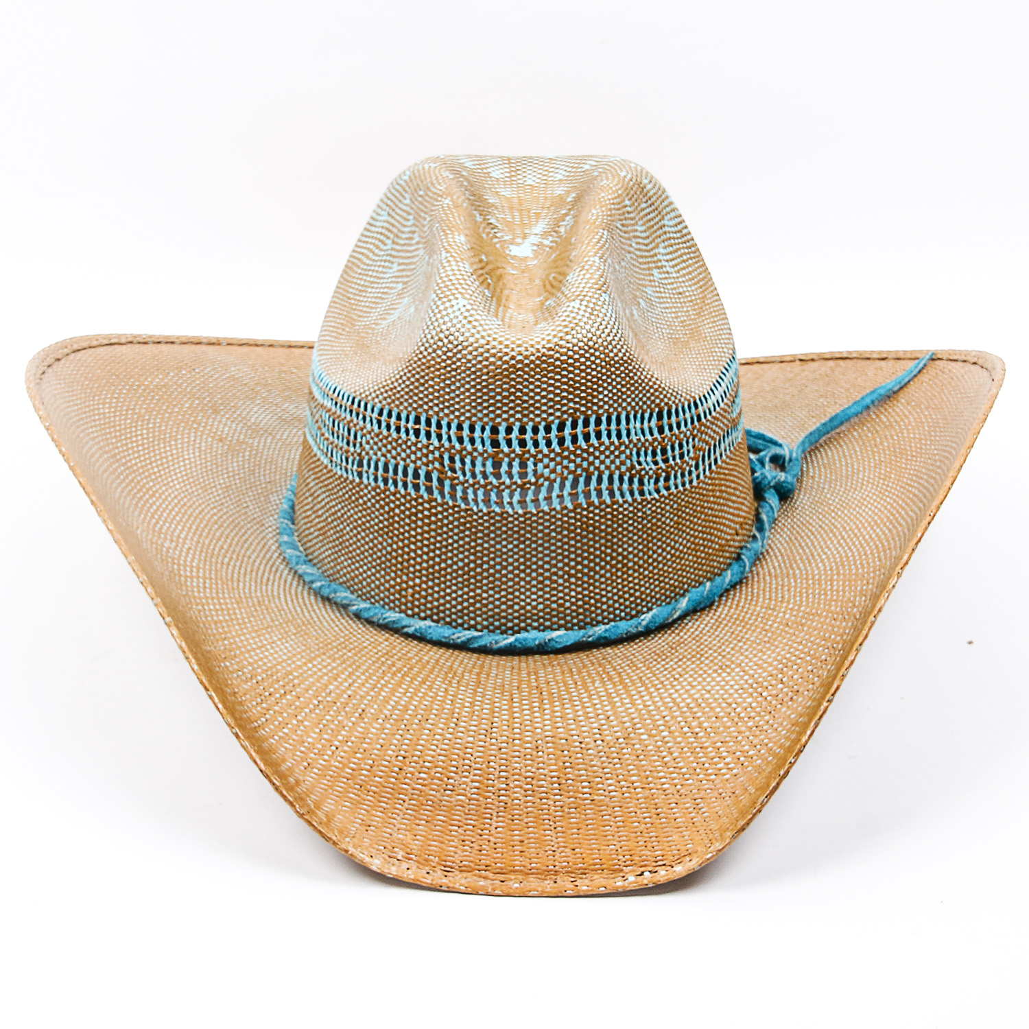 Cavender's Brown and Blue Straw 20X Cowboy Hat EBTH