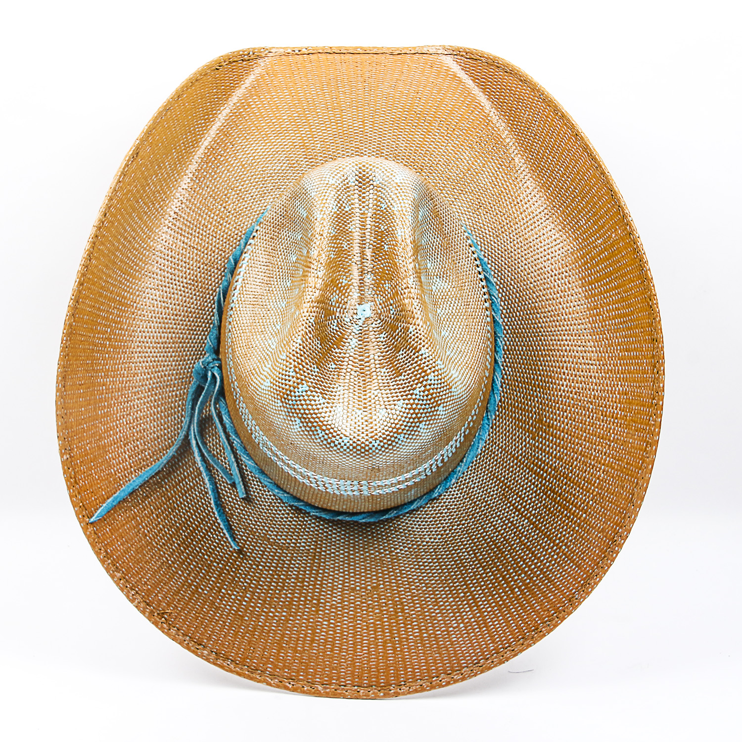 Cavender's Brown and Blue Straw 20X Cowboy Hat EBTH