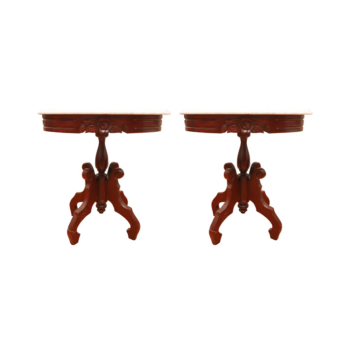 Pair of Marble-Topped Side Tables by American Furniture Galleries : EBTH