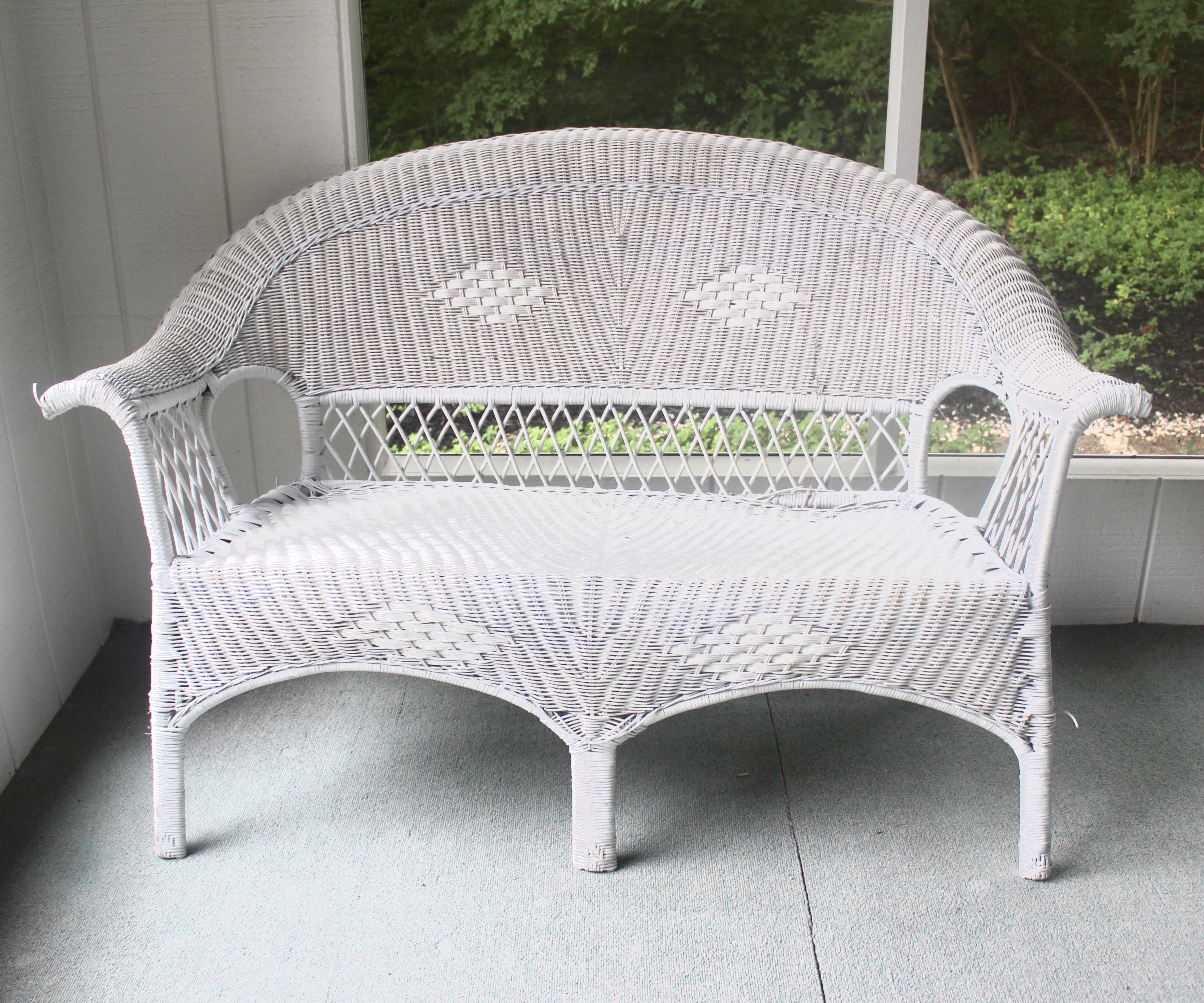 White Wicker Patio Furniture with Loveseat, Chair and ...