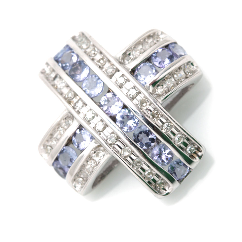 10K White Gold Diamond and Tanzanite Slide Pendant EBTH