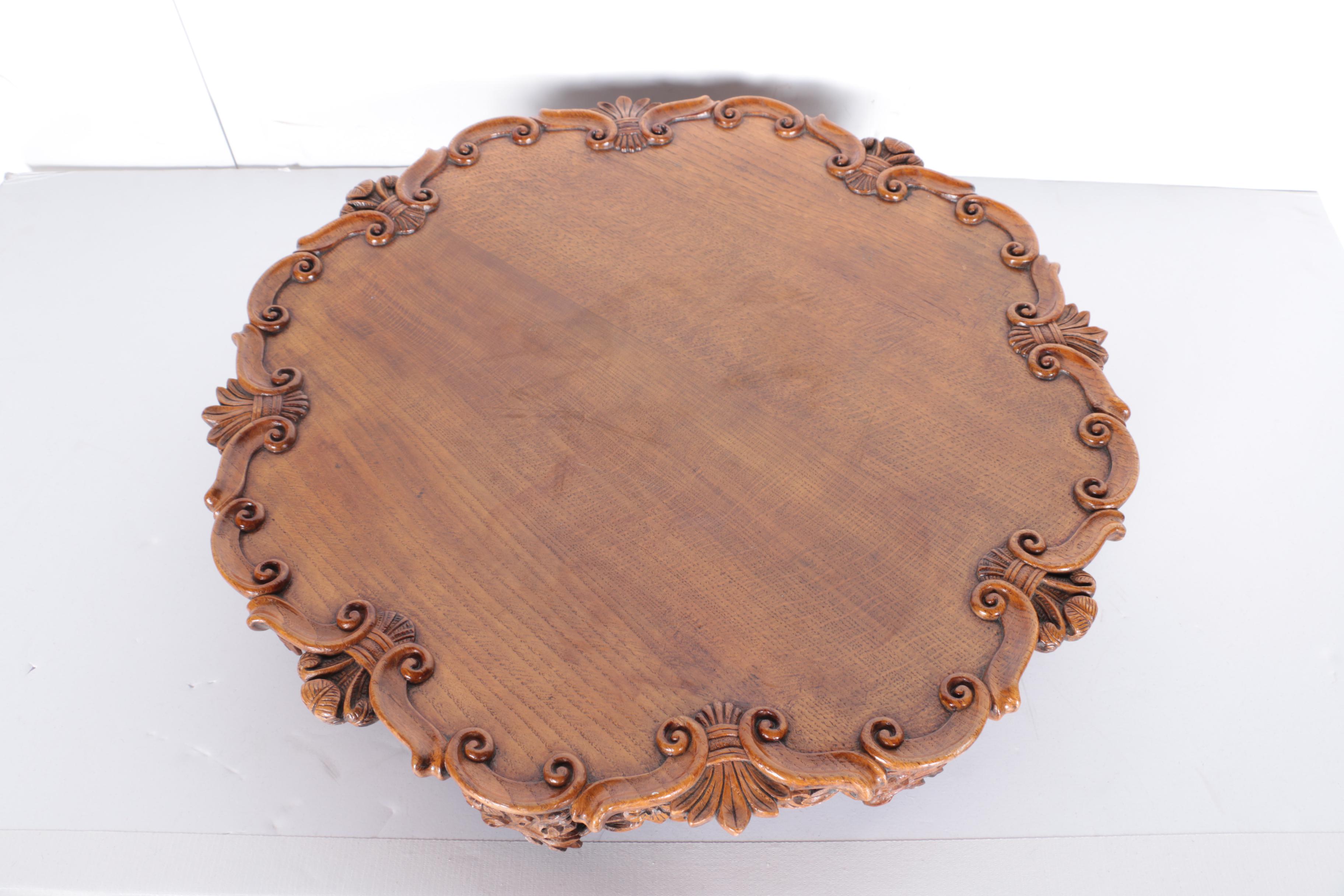 Carved Wooden Lazy Susan EBTH
