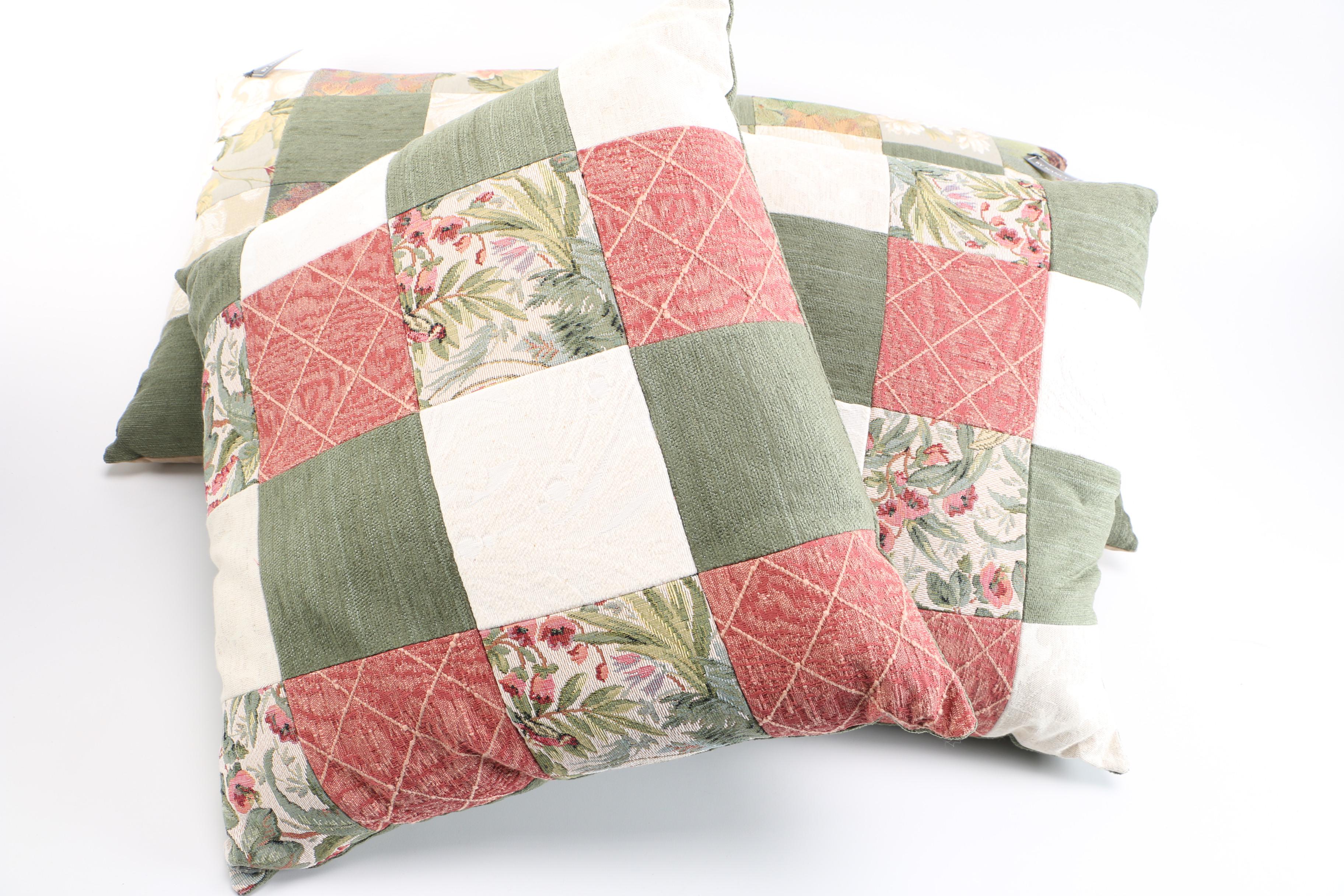 Floral Sage Green and Coral Throw Pillow Set EBTH