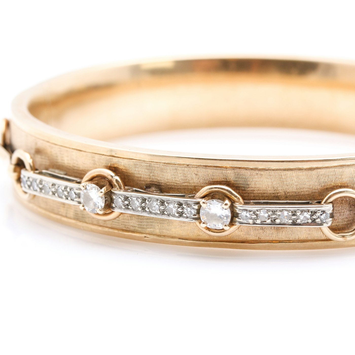 14K Yellow Gold Diamond Cuff Bracelet : EBTH