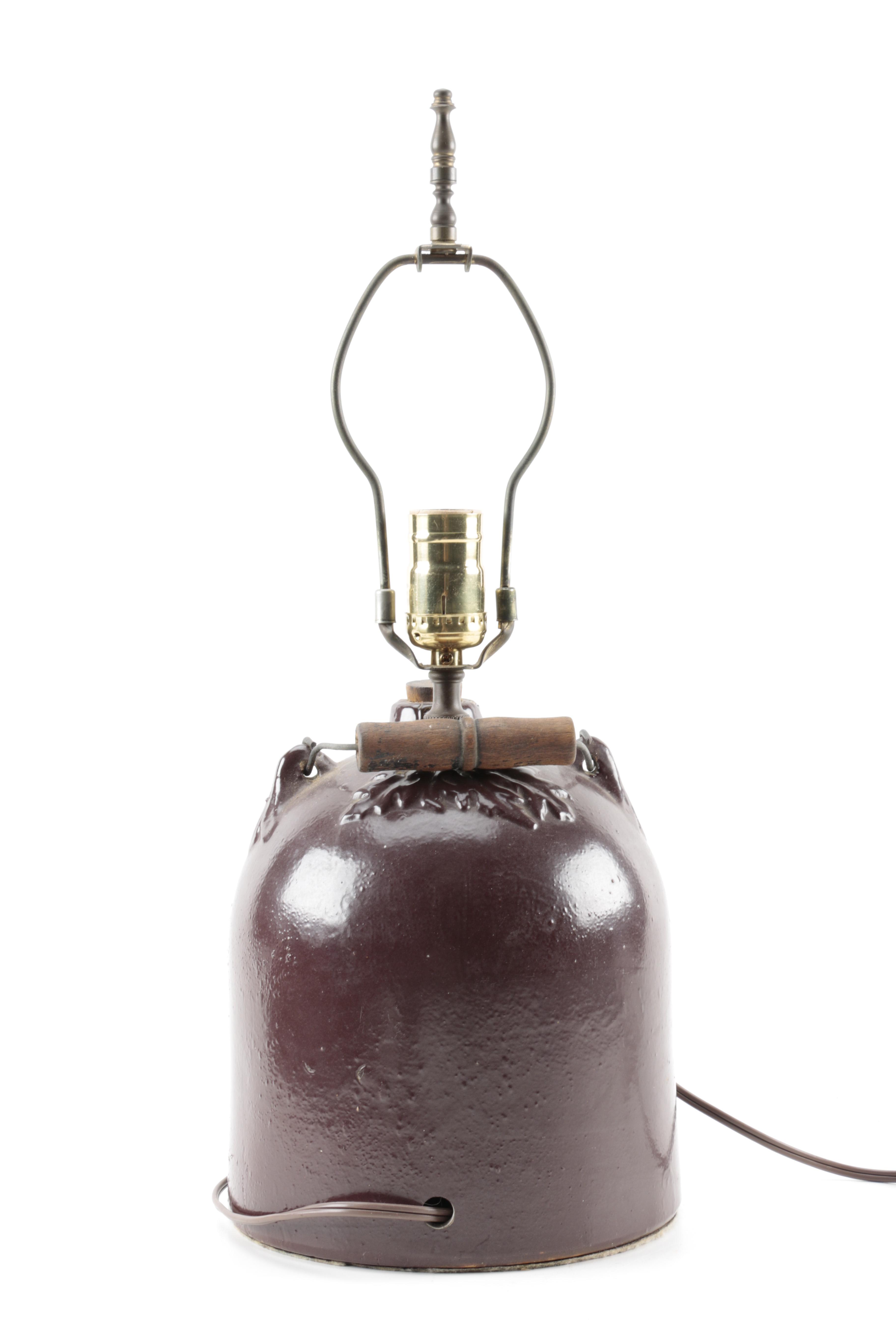 Glazed Stoneware Jug Lamp EBTH