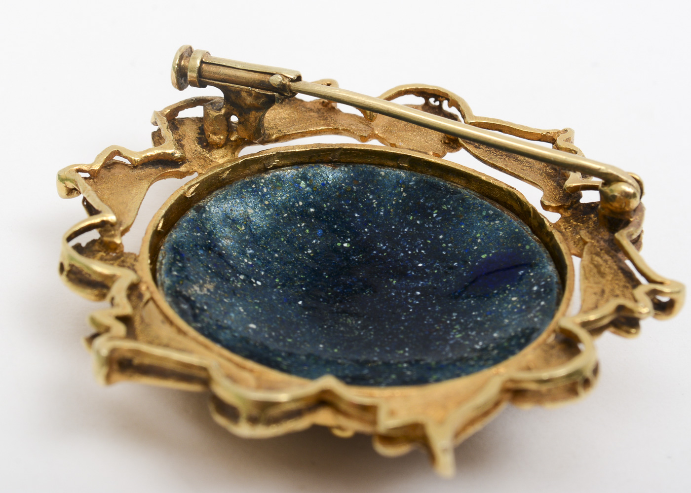 Download Vintage 14K Yellow Gold, Diamond, and Blue Enamel Brooch ...