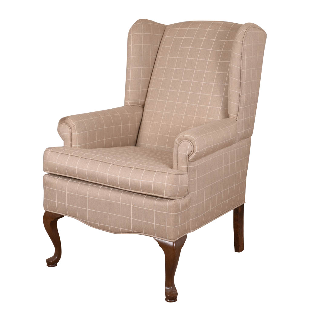 Windowpane Upholstered Wingback Chair EBTH