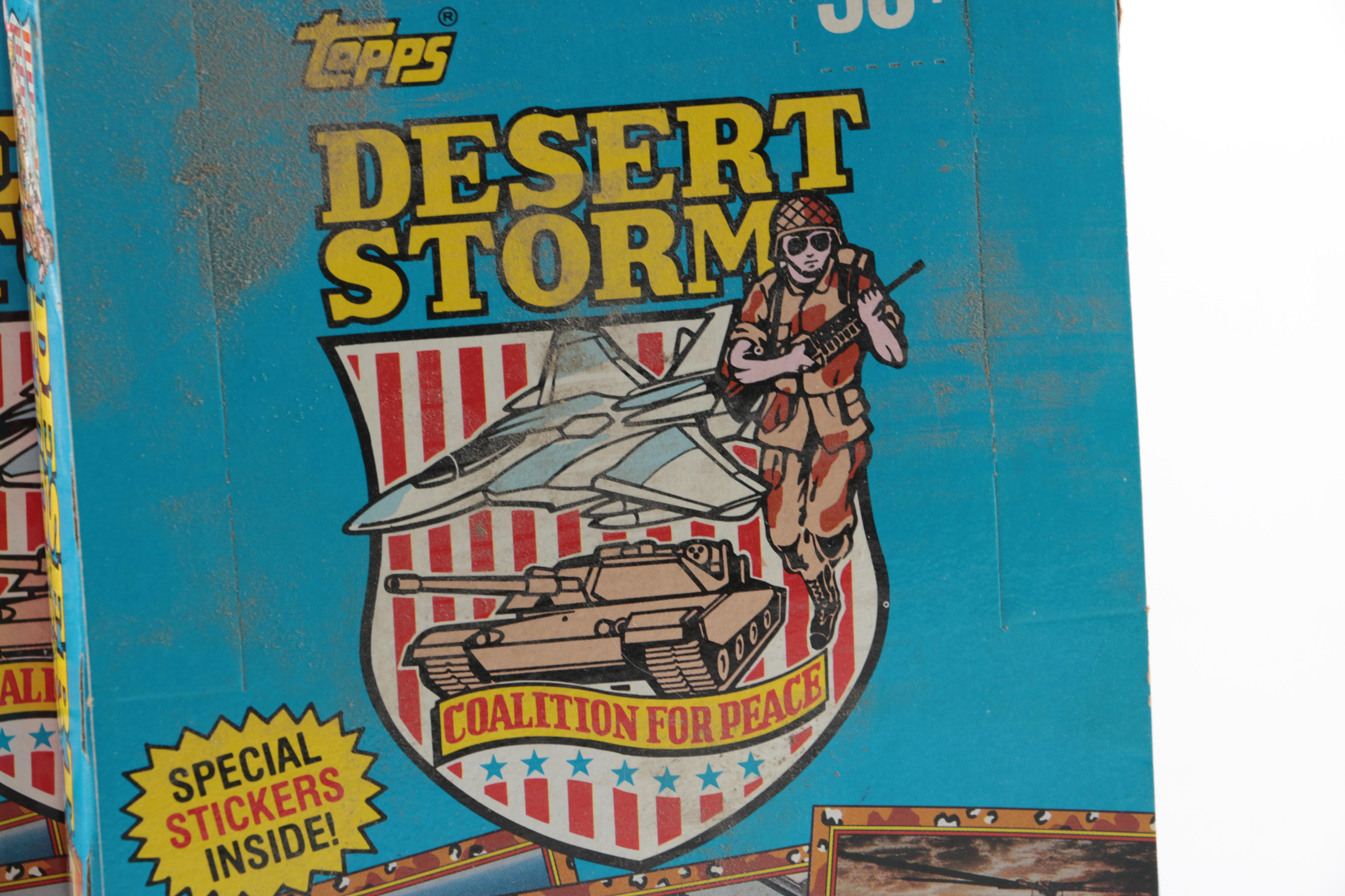 Boxes of Unopened Wax Packs of Topps 1991 Desert Storm