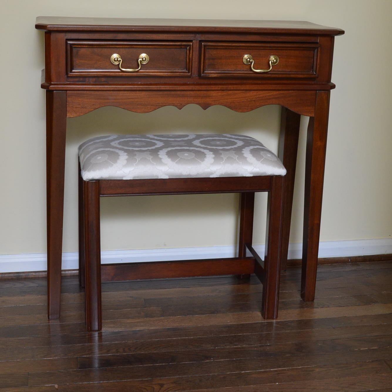 Vintage Wooden Console Table and Stool EBTH