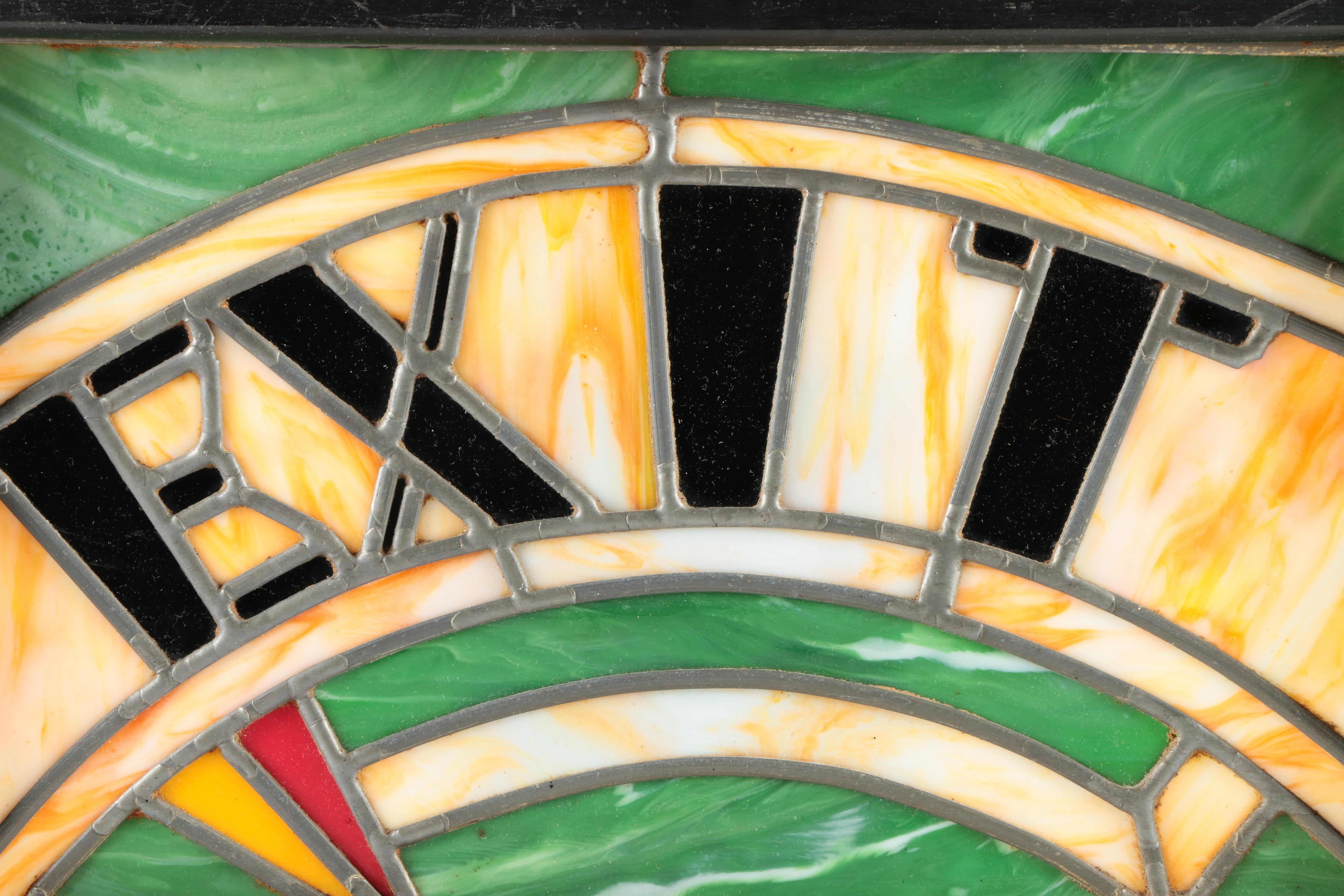 Two Stained Glass Exit Signs From F. Scott's of EBTH