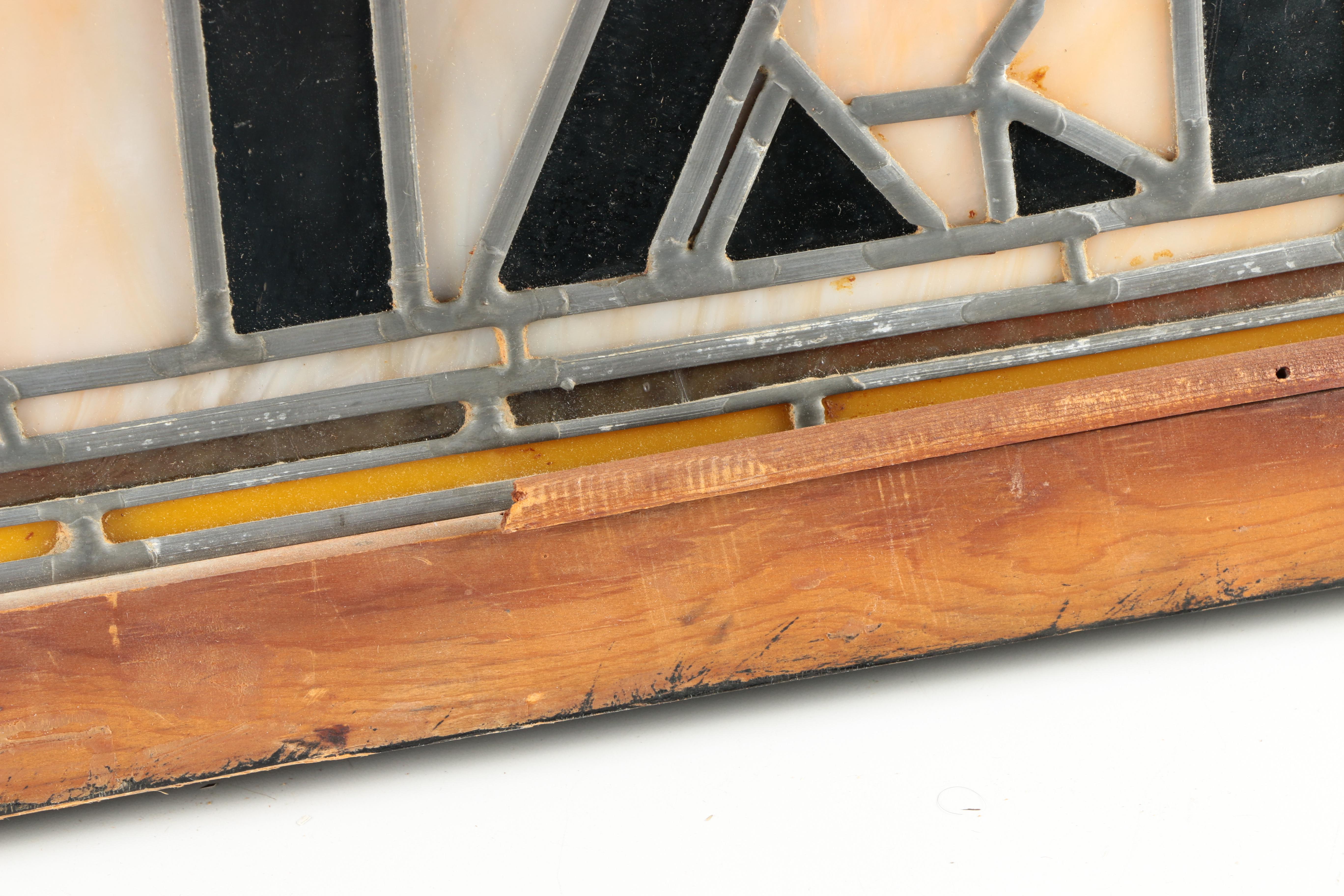 Two Stained Glass Exit Signs From F. Scott's of EBTH